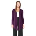 thumbnail image 1 of MOA Collection Women's Plus Solid Basic Open Draped Front Long Sleeve Relaxed Cardigan Sweater, 1 of 5