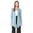 thumbnail image 1 of MOA Collection Women's Plus Solid Basic Open Draped Front Long Sleeve Relaxed Cardigan Sweater, 1 of 5