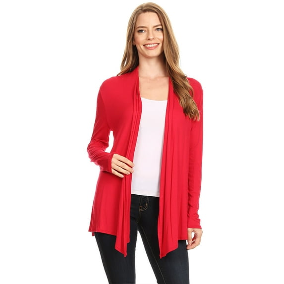 Women's Solid Casual Lightweight Long Sleeve Loose Fit Knit Sweater Cardigan