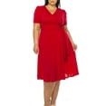 thumbnail image 1 of MOA Collection Women's Plus size Stylish Solid Faux Wrap Dress with Deep V-Neck, 1 of 5
