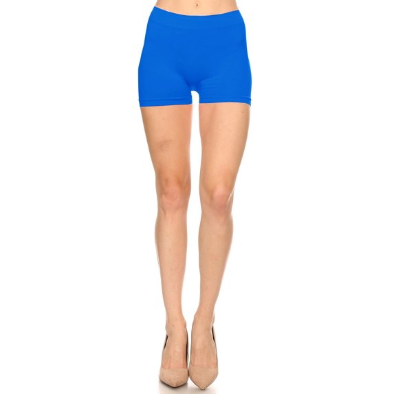 MOA Collection Women's Workout Low Rise Solid Stretch Running Yoga Athletic Active Biker Shorts Pants