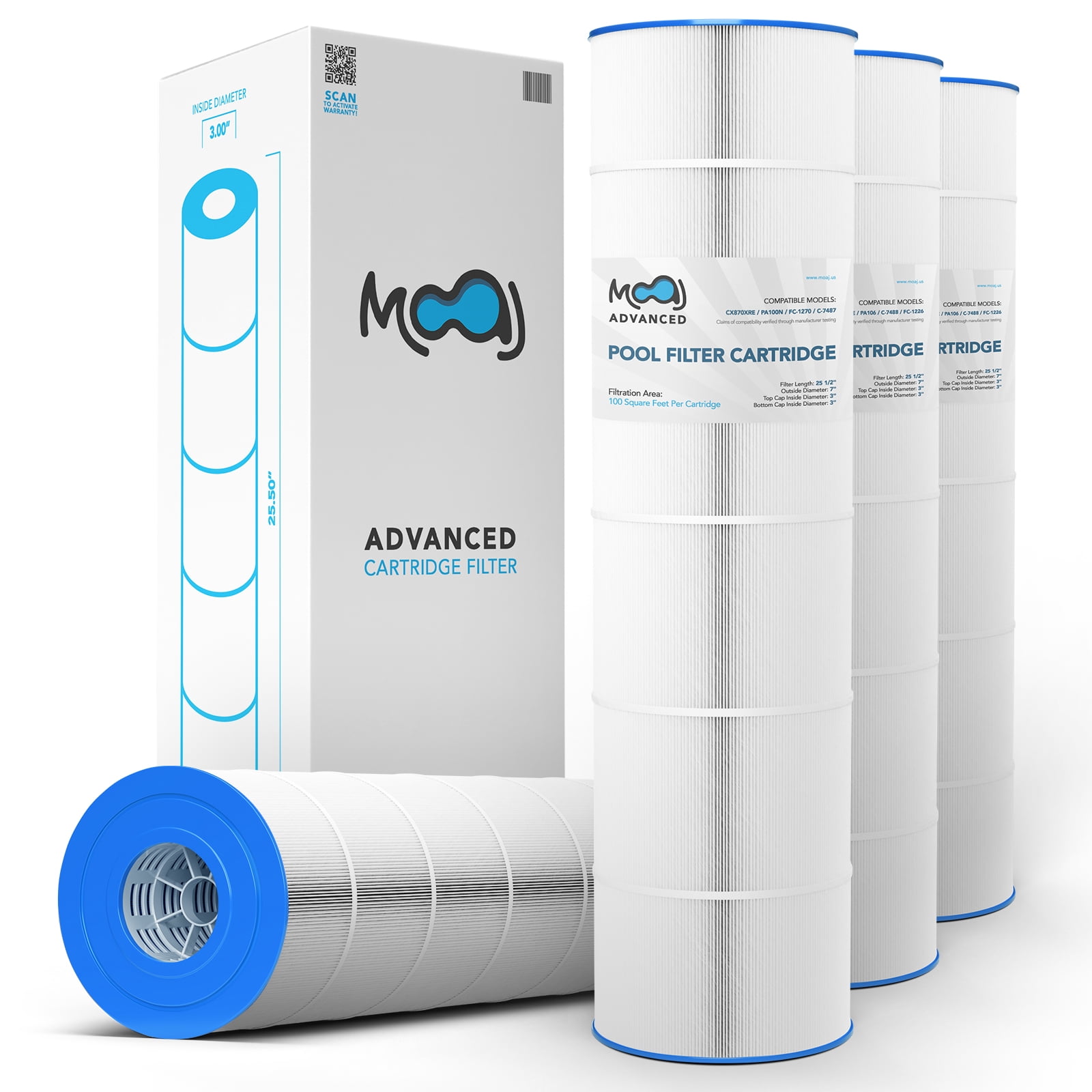 MOAJ Elite Poolfilter Cartridge - Ersatz Für Pentair CC100, 100 M², 23 5/8 Zoll