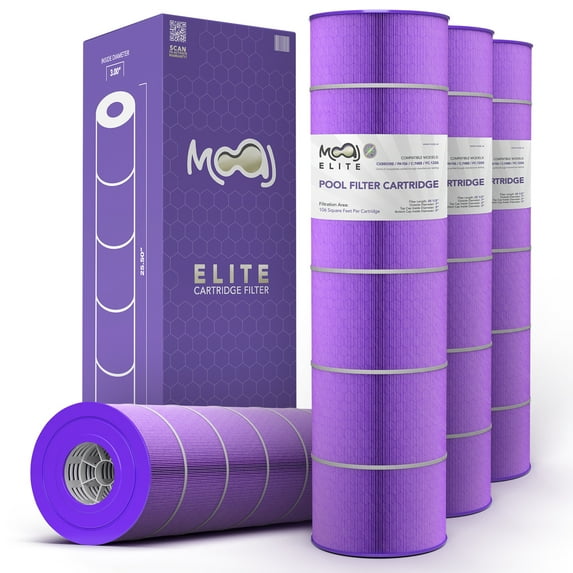 MOAJ Elite Pool Filter 4-PACK Replaces Hayward CX880XRE, C4020, C4025, C4030, SwimClear CX880-XRE, PA106, PA106-PAK4, Filbur FC-1226, Unicel C-7488, XLS722 | 25 1/2" x 7" | Aseptic Hex-Flo Filtration