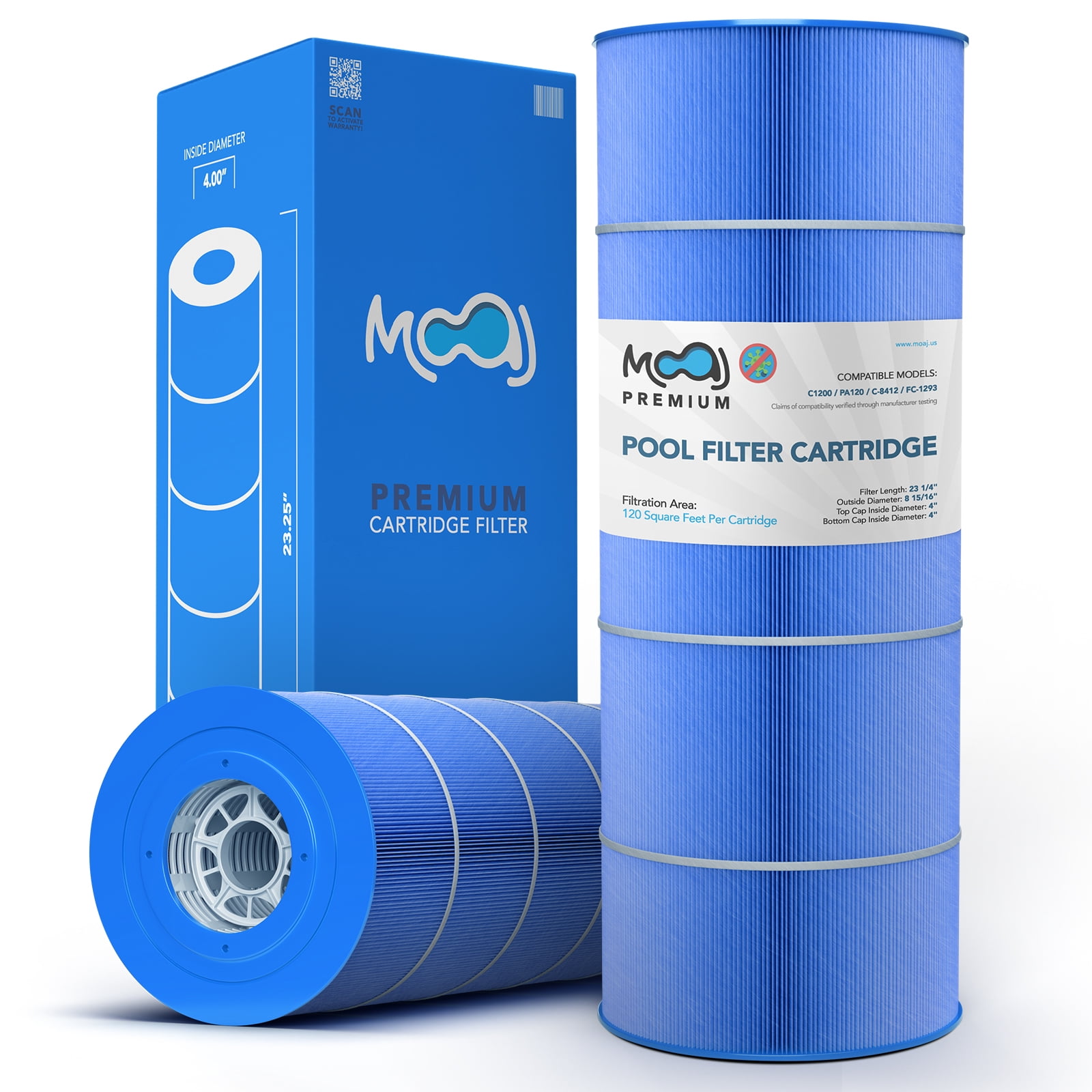 MOAJ Premium Blue Pool Filter Cartridge 2-Pack