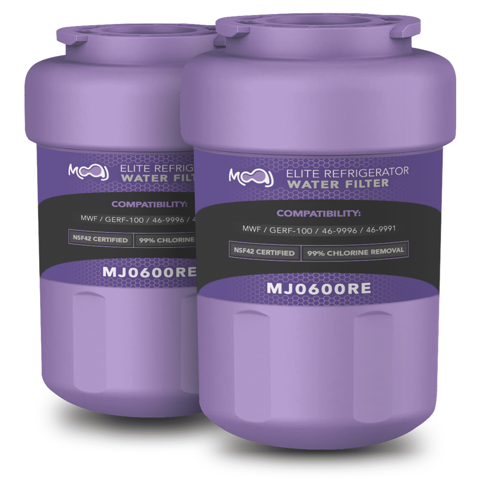 MOAJ Water Filter Replacement for GE MWF, FMG-1, HWF, Brita GERF-100, Kenmore 46-9991, Aqua Fresh WF-287 | NSF42 Certified Refrigerator Filter 2-Pack | Removes Chlorine, Color, Odor, & More