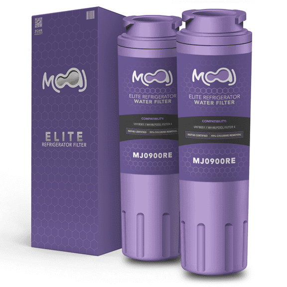 MOAJ Water Filter Replacement for Maytag UKF8001, Whirlpool Filter 4, Kenmore 46-9006, Kitchenaide 67003527 | NSF42 Certified Refrigerator Filter 2-Pack | Removes Chlorine, Odor, & More | MJ0900RE