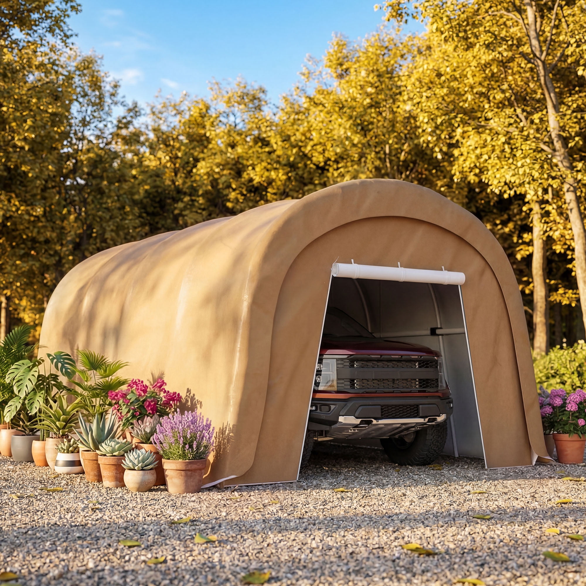 MOALCOFER 10'x20' Carport,Heavy Duty Car Canopy with Steel Frame,Portable Garage with Weatherproof Cover