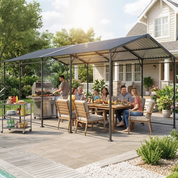 MOALCOFER 10'x20' Metal Carport,Heavy Duty Carport with Galvanized Steel for Cars,Boats,Truck