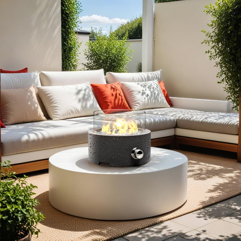 MOALCOFER 12" Round Tabletop Propane Firepit for Patio, Outdoor 40,000 ...