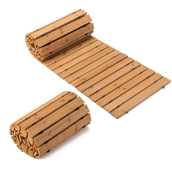 MOALCOFER 12FT Wooden Garden Pathway,Outdoor Roll Out Cedar Straight Walkway for Garden,Backyard