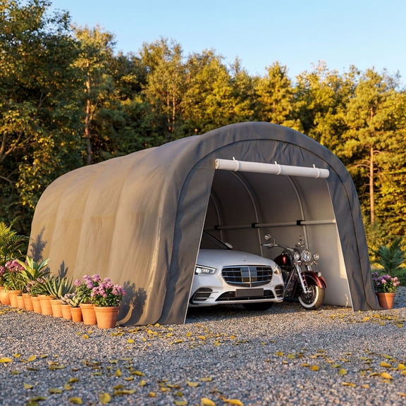 MOALCOFER 13'x20‘ Heavy-Duty Portable Garage ,Carport with Weatherproof PE Cover and Steel Frame