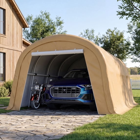 MOALCOFER 13'x20' Carport,Heavy Duty Car Canopy with Steel Frame,Portable Garage with Weatherproof Cover