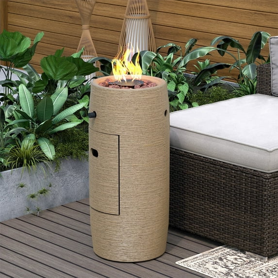 MOALCOFER 15,000 BTU Propane Fire Pit Table,11'' Round Graphite Base, Includes Lava Rocks, Waterproof Cover