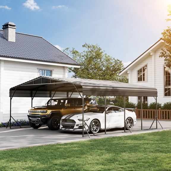 MOALCOFER 20x20FT Metal Carport,Heavy-Duty Carport with Galvanized Steel Frame,Outdoor Car Port Canopy for Cars,Trucks & Boats