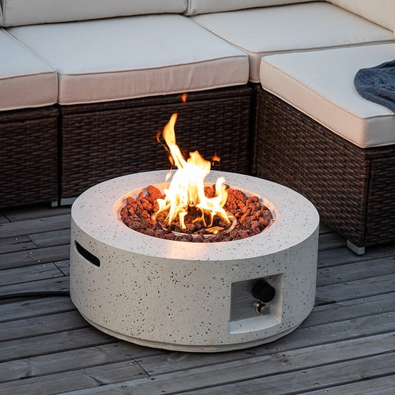 MOALCOFER 28"Round Propane Fire Pit Table,40,000 BTU Stainless Steel Burner Gas Fire Pit