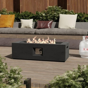 MOALCOFER 42”Rectangle Propane Fire Pit Table,50,000 BTU,CSA Certified with MGO Base and Stainless Steel Burner,Includes Lava Rocks and Rain Cover,Grey