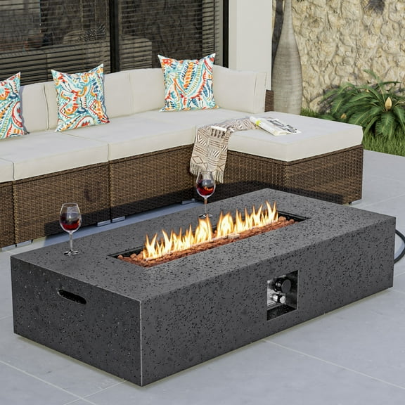 MOALCOFER 56” Propane Fire Pit Table with Lava Rocks,50,000 BTU Steel Gas Fire Pit with Waterproof Cover