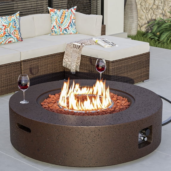 MOALCOFER 40.5''Outdoor Propane Fire Pit Table, 50,000 BTU Fire Pit with Rain Cover&Lava Rocks