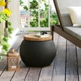 thumbnail image 1 of MOALCOFER Outdoor Round Side Table with Concrete Top and Faux-Wood Accent for Patio,Black, 1 of 7