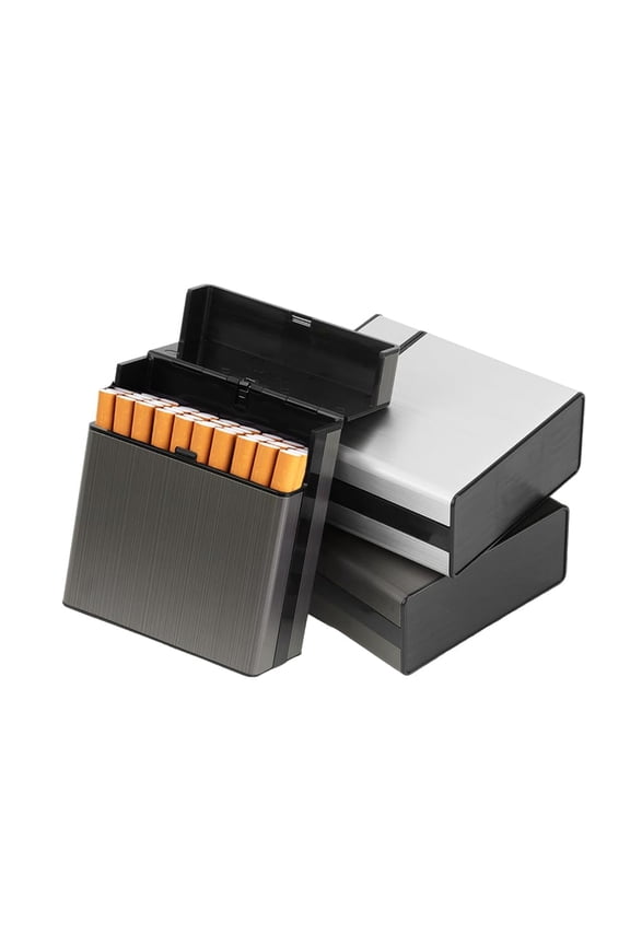 3 PCS Cigarette Case (40 Capacities), Brushed Aluminum Cigarette Holder Case with Solid Magnetic Flip Top Closure, 85mm King Size Hard Cigarette Cigar Protective Cover Box for Men, Women