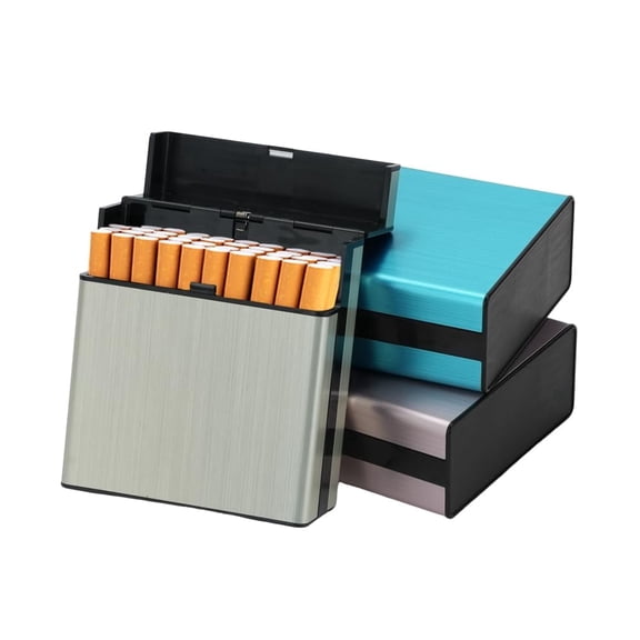 MOAMUN 3 PCS Cigarette Case (40 Capacities), Brushed Aluminum Cigarette Holder Case with Solid Magnetic Flip Top Closure, 85mm King Size Hard Cigarette Cigar Protective Cover Box for Men, Women