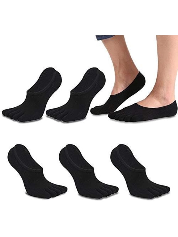 5 Pairs Men's Toe Socks Low Cut Five Finger Socks Soft and Breathable Low Cut Cotton Socks for Men - 39-47