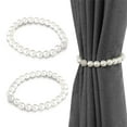 thumbnail image 1 of MOAMUN Magnetic Pearl Curtain Tieback Set of 2, Strong Magnetic Beaded Curtain Holdbacks, Decorative Window Drape Curtain Straps 16 Inch (White), 1 of 7