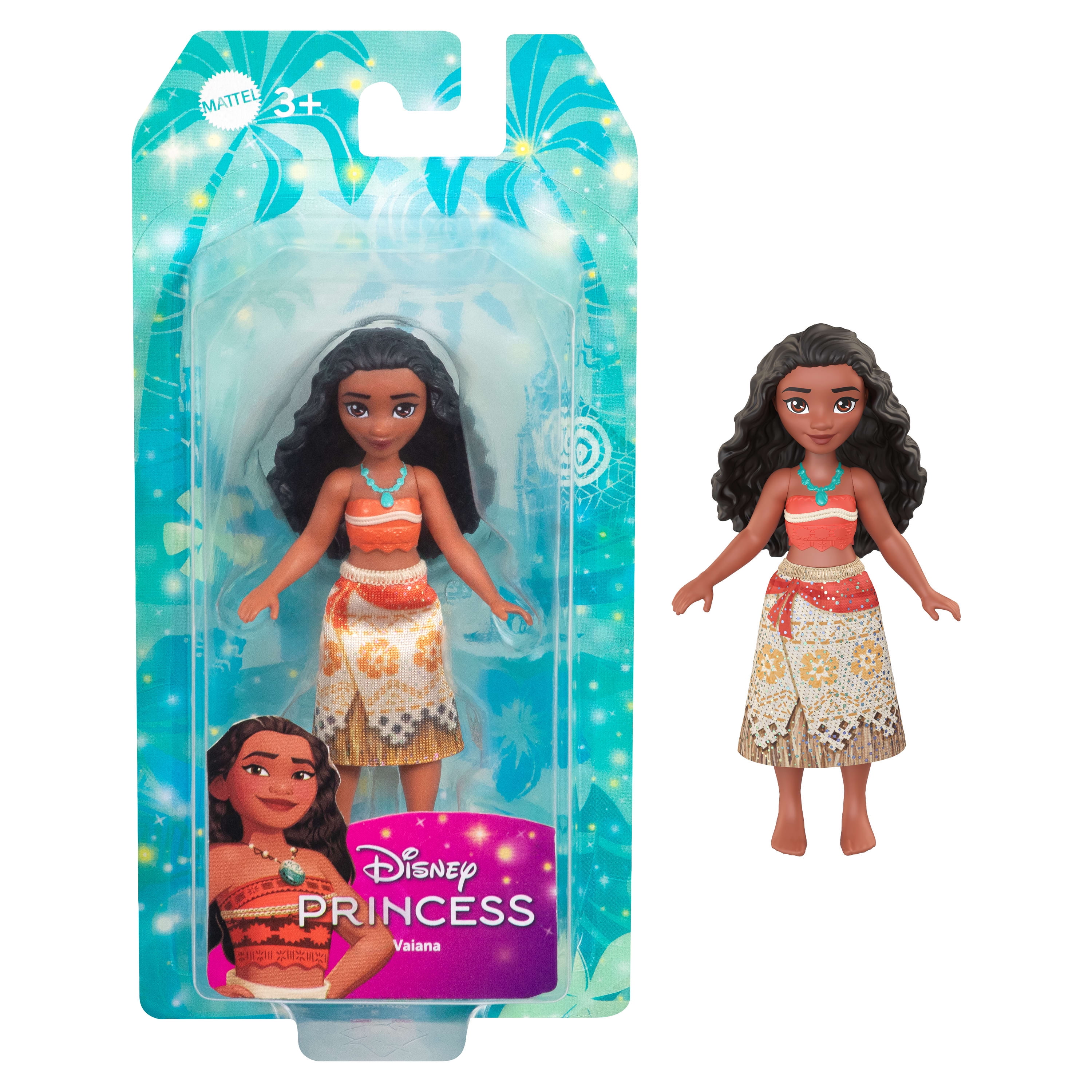 Disney Princess Vaiana Posable Small Doll in Shiny Outfit with Removable Skirt, Inspired by Movie