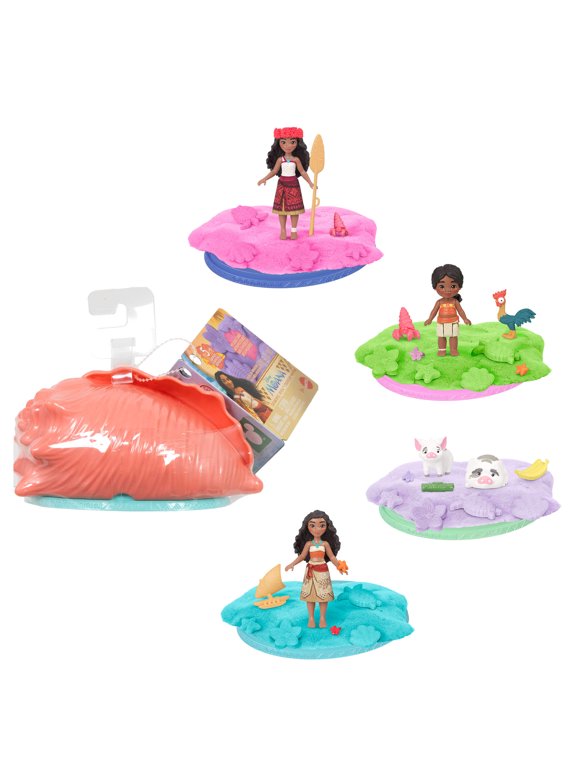 Disney Moana Shell Reveal Small Doll Or Figures, Moldable Sand & Accessories (Characters May Vary)