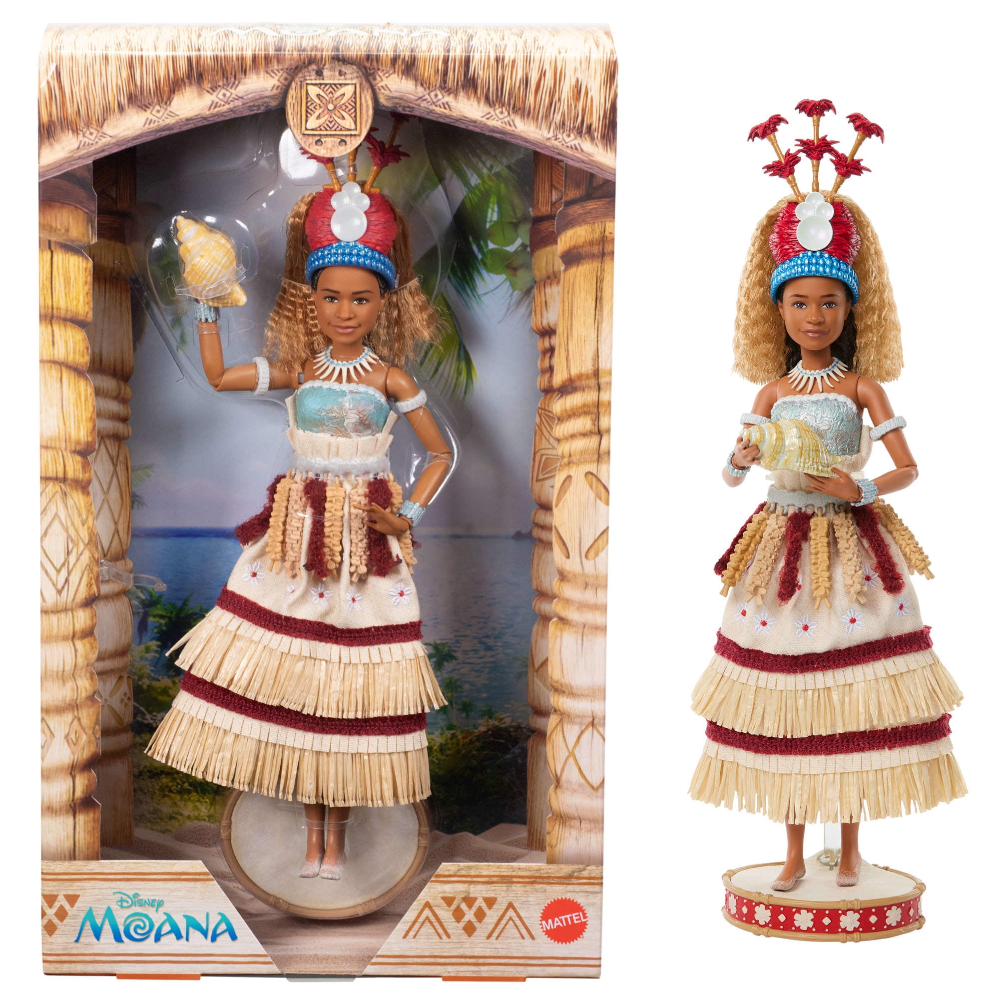 Disney Collector Moana Collectible Fashion Doll in Live-Action Ceremonial Look with Shell Accessory