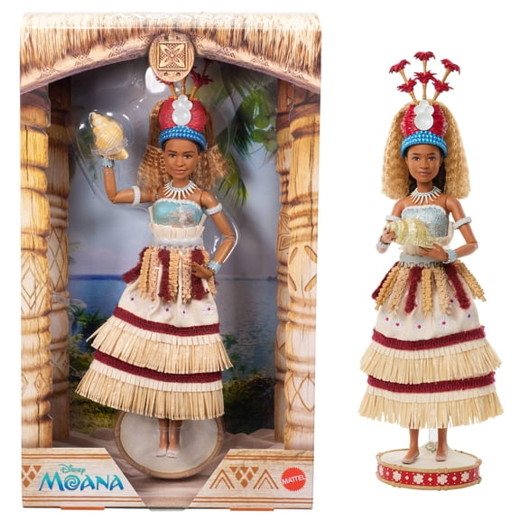 Disney Collector Moana Collectible Fashion Doll in Live-Action Ceremonial Look with Shell Accessory