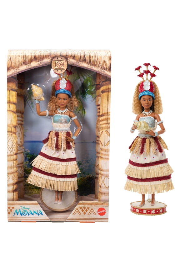 Disney Collector Moana Collectible Fashion Doll in Live-Action Ceremonial Look with Shell Accessory