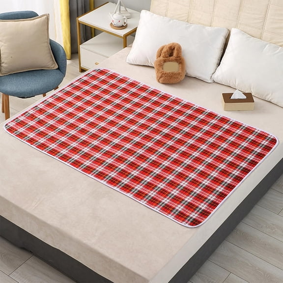 MOAOASPER 100% Cotton Plaid Bed Pad 59x39 Inch, Reusable Washable Incontinence Mat, Soft Absorbent Waterproof Mattress Protector for Elderly, Kids and Pets, Multicolor Available