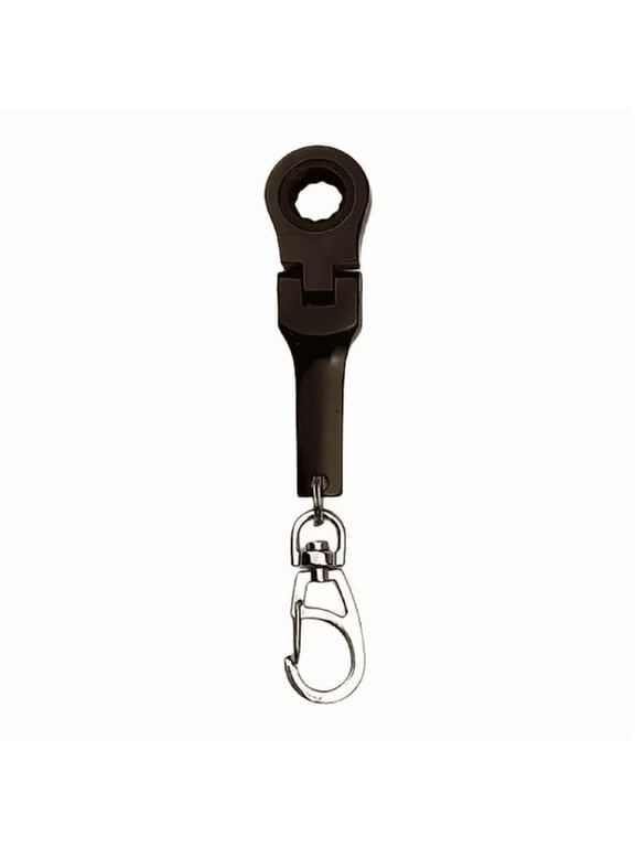 10mm Ratcheting Wrench Keychain with Carabiner, Mini Socket Spanner Tool for Pocket and EDC, Portable Mechanical Gadget Gift for Men, 4 Colors Available
