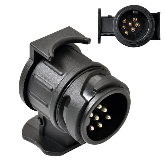 MOAOASPER 13 Pin Trailer Plug Adapter, 13 to 7 Pin Tow Socket Converter, European Standard Towing Light Signal Connector, Weatherproof Plastic Vehicle Trailer Electrical Adaptor
