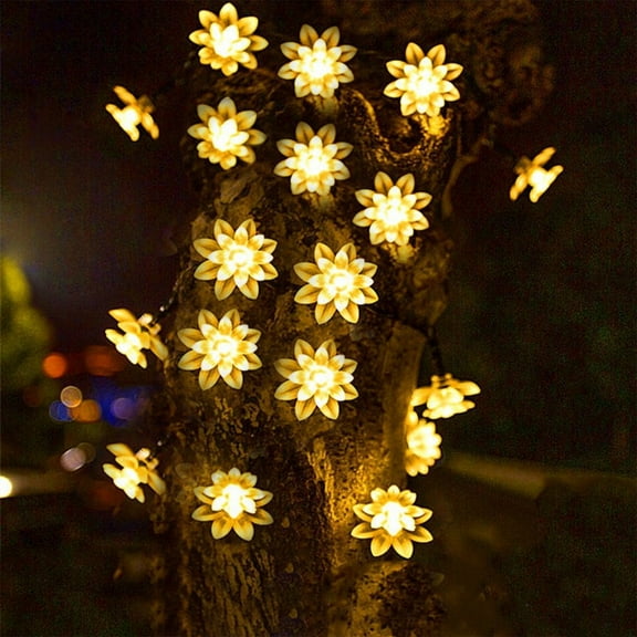MOAOASPER 50 LED Solar Cherry Flower String Lights 23ft Warm White, Waterproof 8 Modes Auto On Off Outdoor Fairy Light for Garden Patio Wedding Tree Decor
