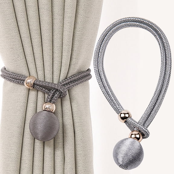 MOAOASPER Adjustable Braided Polyester Curtain Tieback, Single Ball Decorative Curtain Holdback, No Drill Elastic Rope Drape Tie for Bedroom Living Room Window Curtains