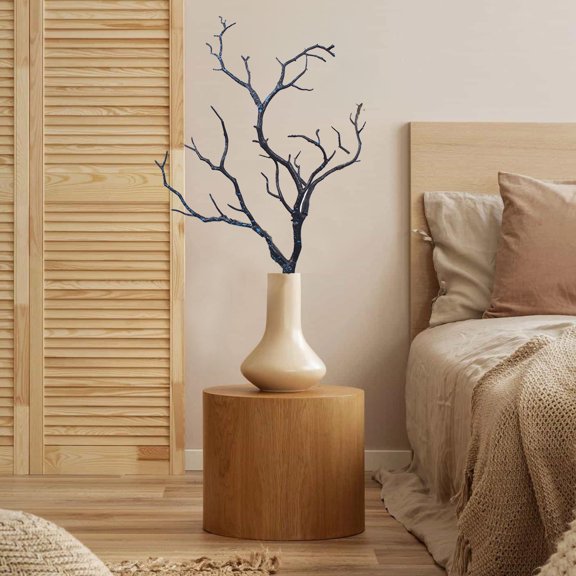 MOAOASPER Artificial Blue Dried Tree Branch Decor, Faux Dead Twig Ornament, Dark Gothic Spring Easter Home Decoration, Minimalist Table Centerpiece Vase Filler