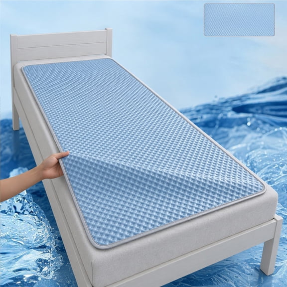MOAOASPER Cooling Ice Silk Bed Mattress Mat, Breathable Quick Cool Polyester Summer Bed Sheet, Non Pilling Washable Cool Textured Pad for Bedroom Dorm Sofa, Summer Heat Relief Sleeping Cooling