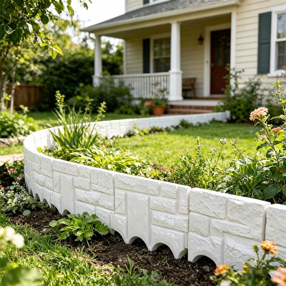 MOAOASPER DIY Garden Edge Barrier Fence, Eco-Friendly Plastic Material, Multi-Purpose Grass Stone Partition, Classic Black White Reusable Outdoor Yard Landscape Decor