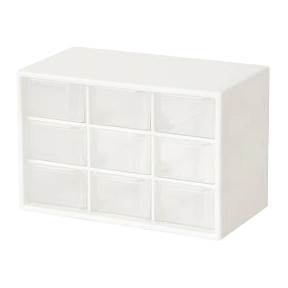 MOAOASPER Desktop Storage Drawer, Small Plastic Organizer Bin, 9 Grid Divided Countertop Container, Transparent Mini Compartment Case for Cosmetics Jewelry Stationery Tiny Desk Sundries