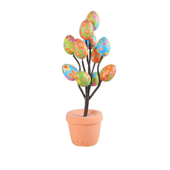 MOAOASPER Easter Egg Tree, Mini Easter Egg Potted Decoration, Colorful Polka Dot Easter Egg Tree, Tabletop Easter Decoration for Home Office
