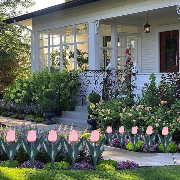 MOAOASPER Easy Installation Plastic Picket Fence, Low Maintenance Landscape Edging, 11.42” x 5.91” x 0.39” Multi-color Decorative Barrier for Yard Green Plant Separation
