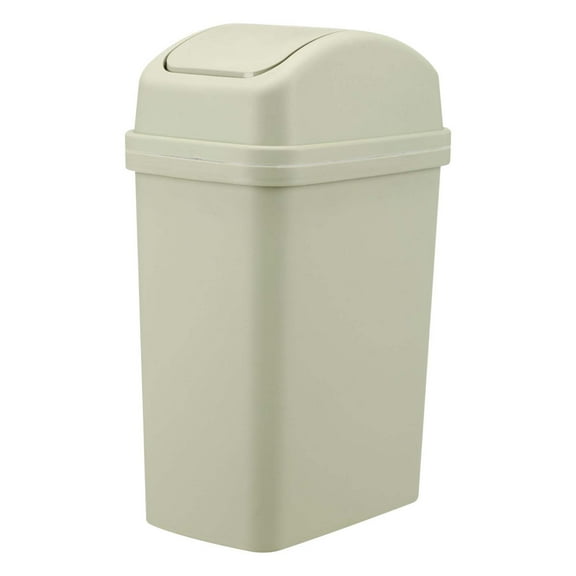 MOAOASPER Green Trash Can Garbage Waste Container, Swing Lid Plastic Dustbin Refuse Basket, Compact 6L Small Slim Kitchen Bathroom, Office Bedroom Home Living Room Odor Lock