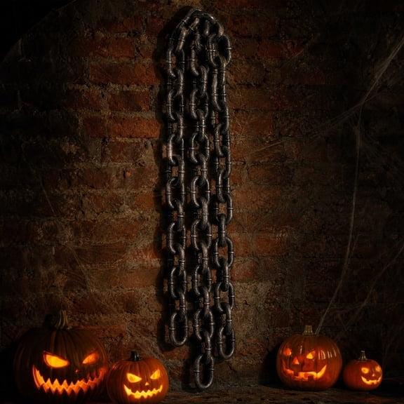 MOAOASPER Halloween Fake Chain Prop 70.9 Inch, Black Plastic Simulated Iron Chain for Decor, Spooky Hanging Decoration for Halloween Party Yard Door