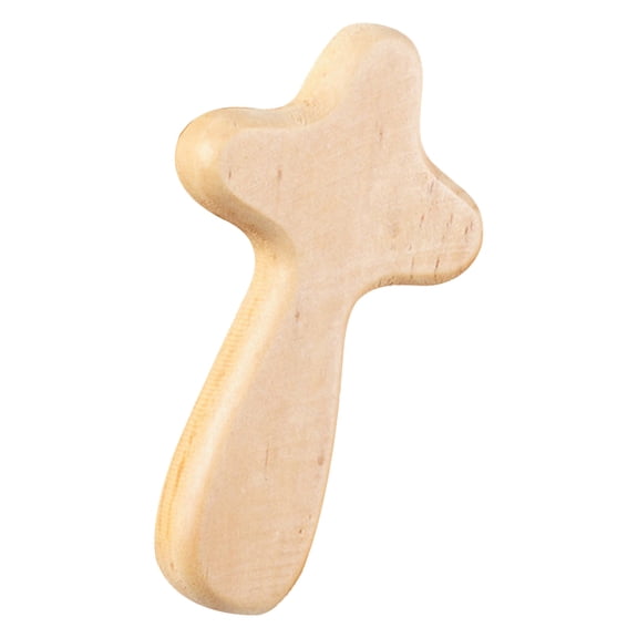 MOAOASPER Handheld Wooden Cross Ornament, Natural Wood Comfort Cross, Pocket Prayer Cross for Christian Faith, Smooth Handheld Religious Keepsake Gift