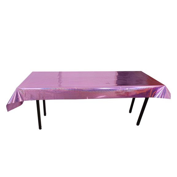 MOAOASPER Holographic Disposable Plastic Tablecloth, Iridescent Laser Party Table Cover, Waterproof Rectangular Table Cloth for Birthday Wedding Bachelorette Decor