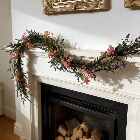 MOAOASPER Indoor Outdoor Artificial Flower Garland, Flexible Winding Lavender Vine, Weatherproof Reusable Decorative Rattan, Romantic Floral Vine for Festival Wedding Backdrop Decoration