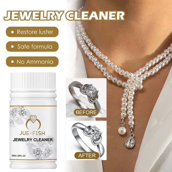MOAOASPER Jewelry Cleaner Solution, Metal Jewelry Cleaning Agent, Gentle Tarnish Remover for Gold Diamond Rings, Non-Toxic Jewelry Care Liquid 50ml