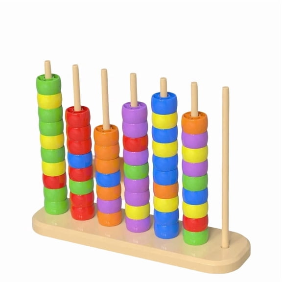 MOAOASPER Kids Wooden Tabletop Game, Color Matching Rings Educational Toy, Perfect Birthday Gift for Toddlers Ages 3-6, Parent-Child Interactive Game